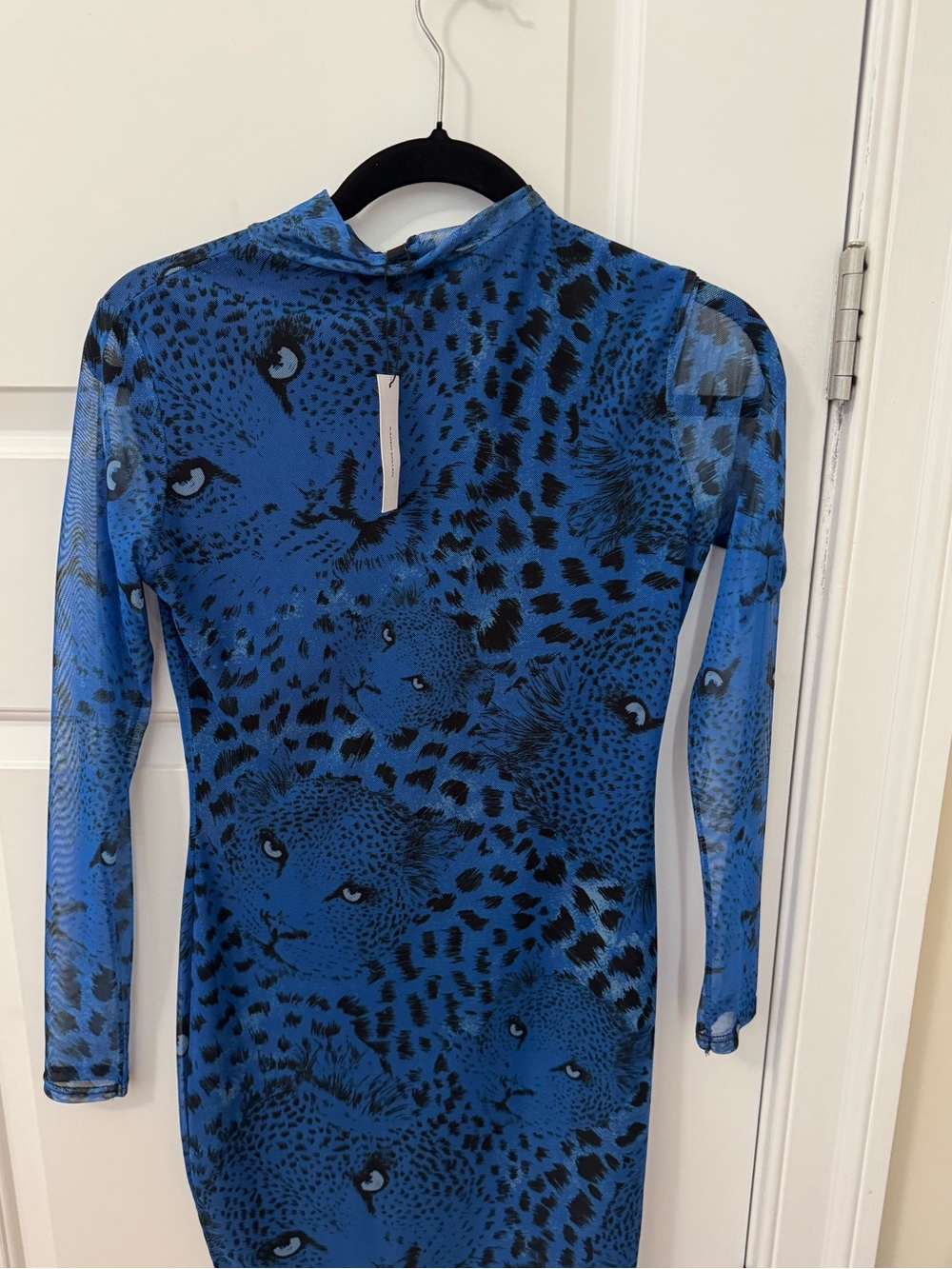 Karen Millen with tag Blue Leopard-Print Mesh Long Sleeve Top